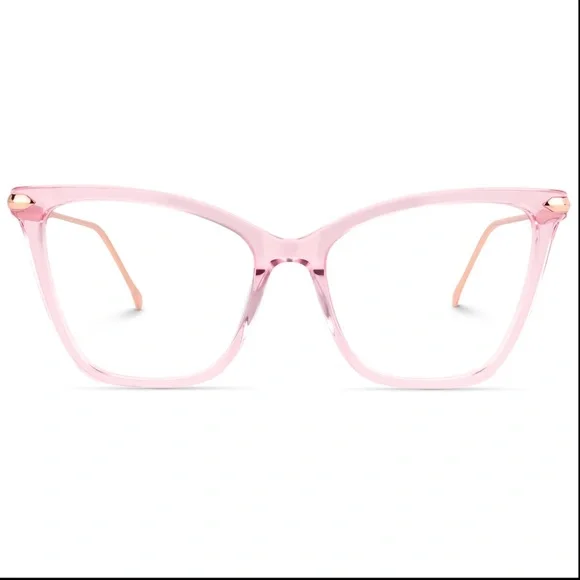 ZEELOOL Pale Pink -5.00 Prescription Large Catseye Frame Fashion Glasses - Picture 14 of 15